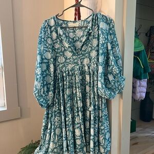 Daughters of India Kyra Blue Floral Dress